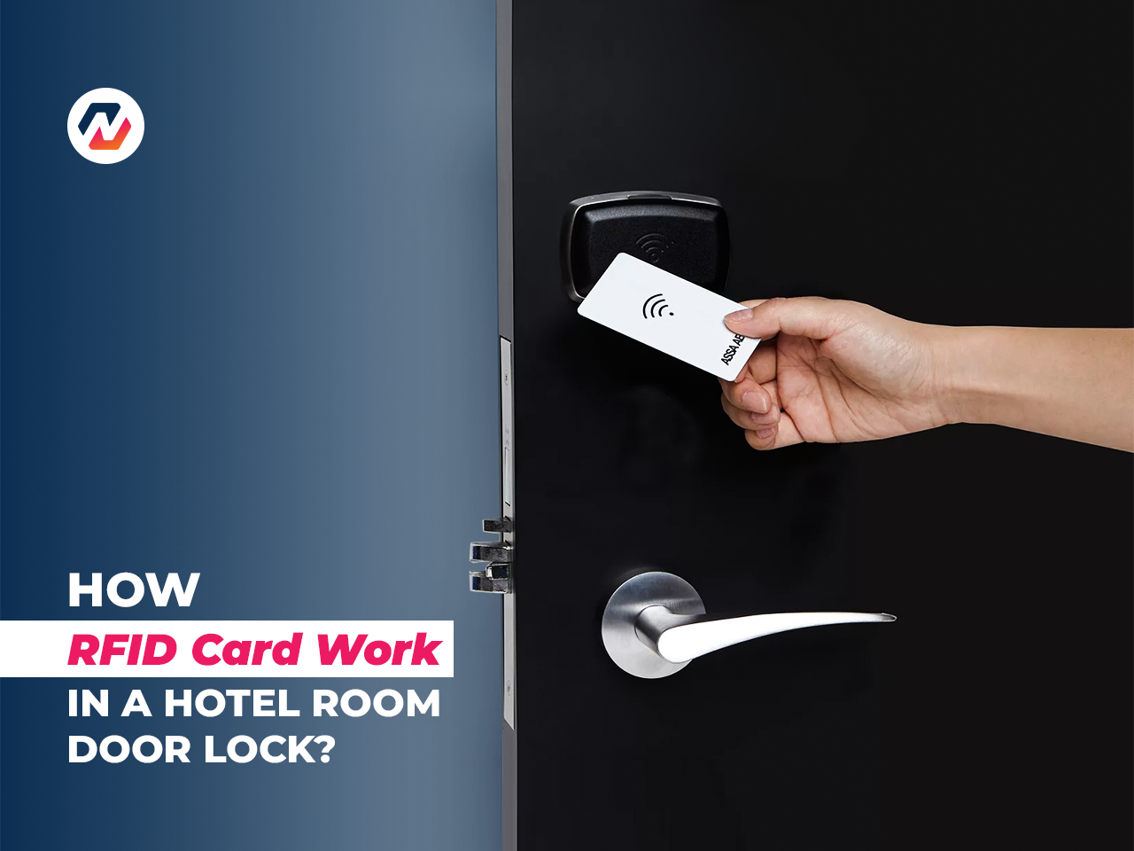 How does an RFID card work in a hotel room door lock?