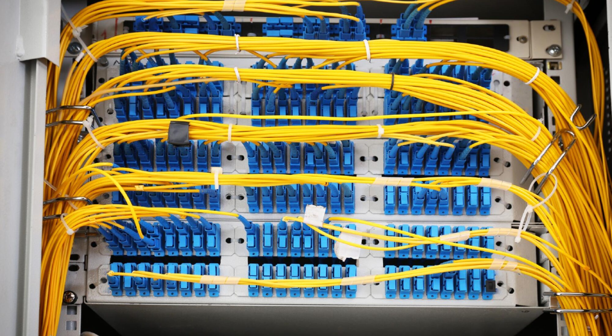 Structured cabling terminated and dressed into patch panels