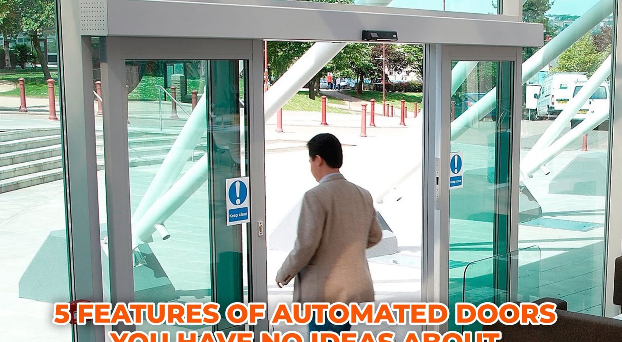 Automatic sliding doors at a building entrance