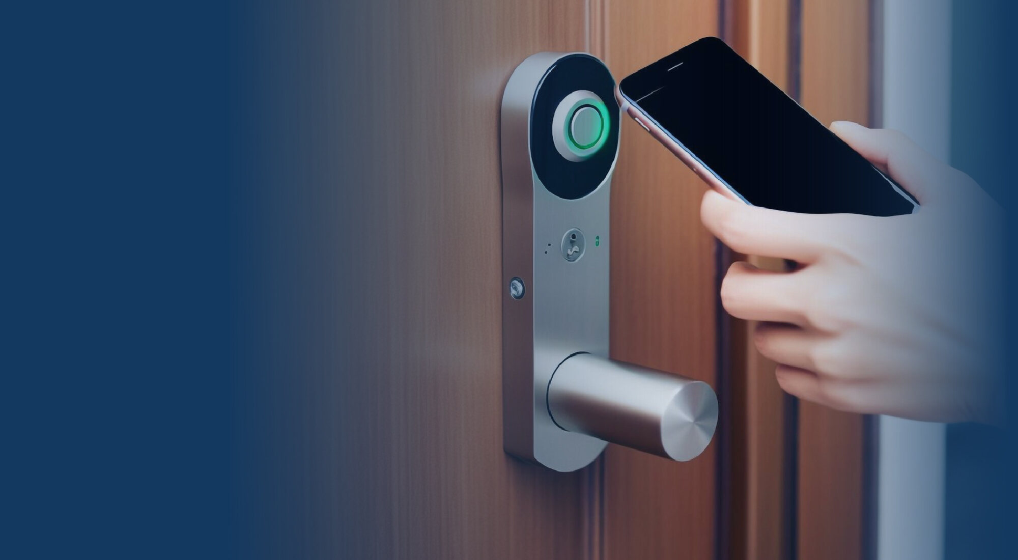 Suite door smart lock being opened from a phone