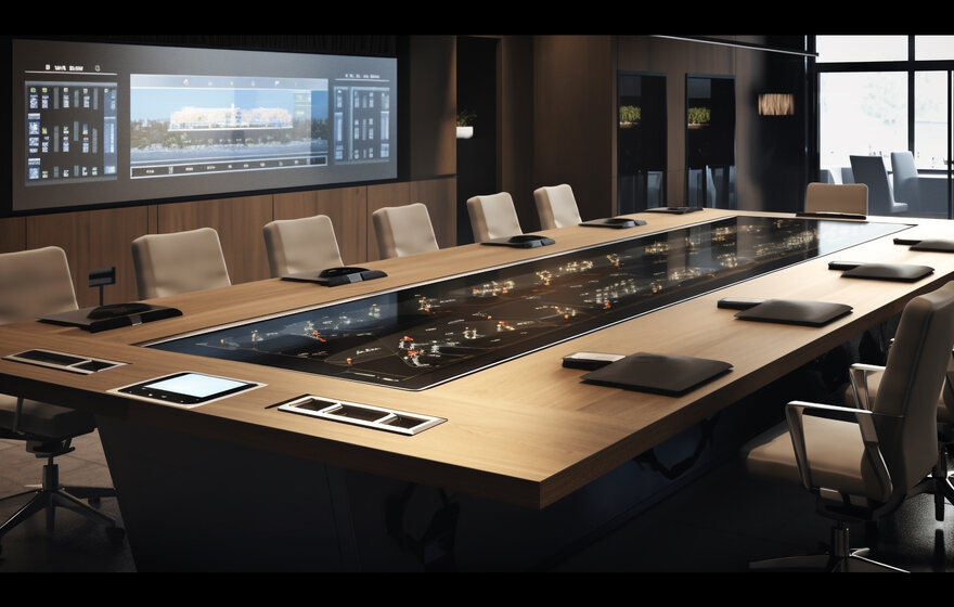 Boardroom joining a video call on a wall display