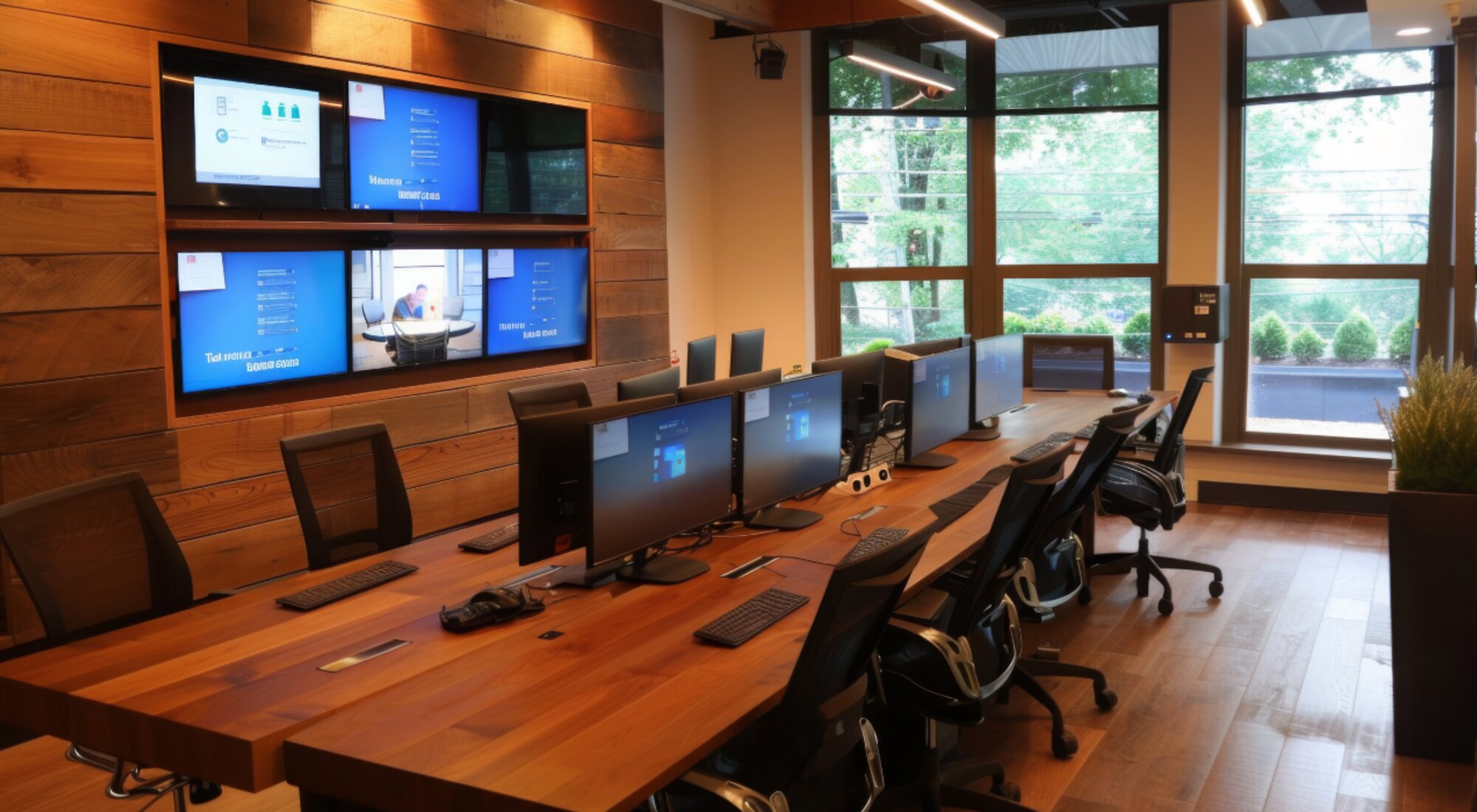 Meeting room control panel with the same layout used across the building