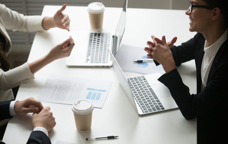 Team working in a corporate office