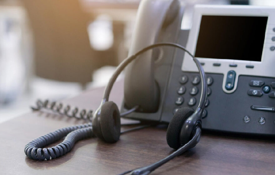 Business desk phone and headset