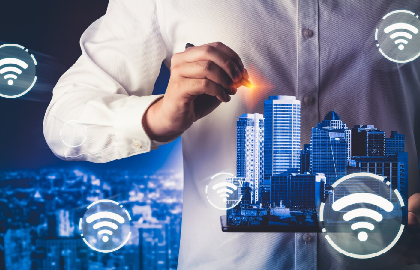 Wireless infrastructure across a city skyline